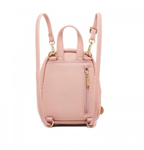 Leather Zip Top Backpack Purse