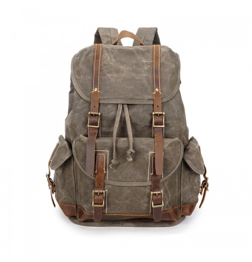 Canvas Leather Rucksack 15.6 Backpack