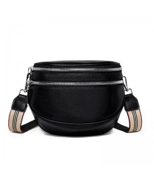 Black Leather Crossbody Fanny Pack