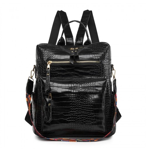 Embossed Leather Backpack Purse