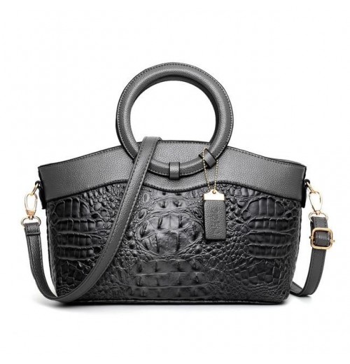 Leather Croc Tote Bag